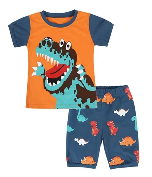 Комплекты летней одежды для маленьких мальчиков Jurebecia, футболка с коротким рукавом и короткий комплект, комплекты детской одежды с принтом динозавра