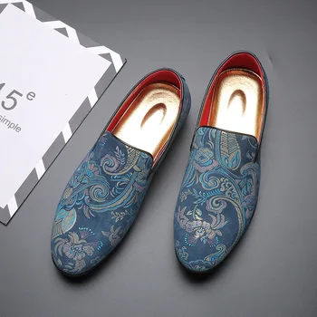 Мужские лоферы на красной подошве, парусиновые слипоны с круглым носком, модная мужская обувь ручной работы в деловом стиле, Бесплатная доставка, Размер 38-48