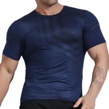 Спортивная футболка для спортзала, мужская одежда с коротким рукавом, футболки для бега, тренировочные футболки, Фитнес-топ, спортивная футболка