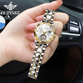 Оригинальные Женские часы OUPINKE с автоматическим управлением, роскошные механические часы с бриллиантами, Элегантное платье, женские наручные часы с Сапфировым стеклом, Подарочный набор