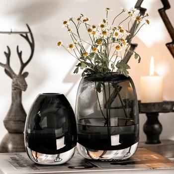 Стеклянные вазы ручной работы, украшения для дома, вазы ручной работы, круглые вазы из толстого стекла, гидропонные декоративные украшения