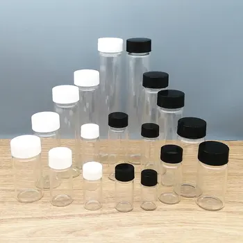 бутылка для образцов из прозрачного стекла объемом от 2 мл до 60 мл, Флаконы для реагентов с завинчивающейся пластиковой крышкой и полиэтиленовой прокладкой, Лабораторная Маленькая колба, используемая для сортировки