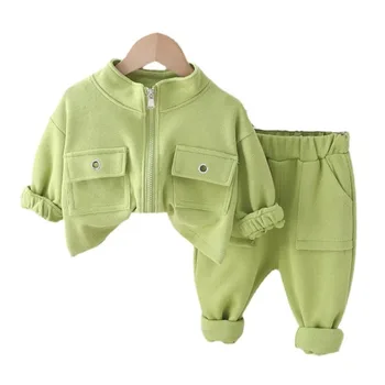 Новый весенне-осенний костюм для малышей, детская одежда, модная куртка для девочек, брюки, 2 шт./компл., повседневный костюм для малышей, детские спортивные костюмы