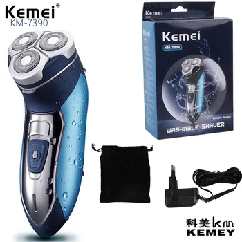 Kemei KM-7390, Хит продаж, Новая Мужская профессиональная Электрическая бритва для чистки лица с трехсторонним лезвием