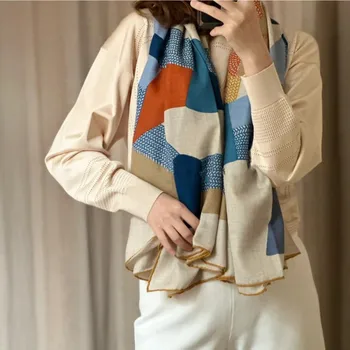 Роскошный и изысканный дизайнерский шарф с принтом прыгающего пони, 100% Шелковый кашемировый шарф, женский зимний теплый шарф, модная шаль из пашмины