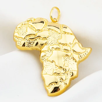 Популярная карта Африки, Винтажное цельное ожерелье в стиле хип-хоп, Мужские позолоченные подвески, Ожерелье для женщин, ювелирные изделия Унисекс