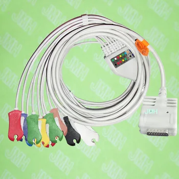 Совместим с 15-контактным монитором пациента Burdick EK-10 EKG с цельным кабелем на 10 выводов и зажимными проводами IEC или AHA.