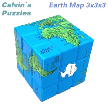 Пазлы Кельвина Карта Земли 3x3x3 Волшебный Куб Нео Профессиональный Скоростной Извилистый Пазл Логические Дразнилки Развивающие Игрушки