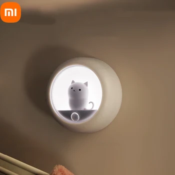 Xiaomi Креативный светодиодный Ночник USB Зарядка Коридор Индукционная Лампа для Человека Шкаф Прикроватная тумбочка для спальни Милая Мультяшная настольная лампа
