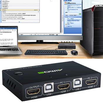 Игровой разделитель экрана в реальном времени Игровой переключатель USB-Разветвитель HDMI-совместимый KVM-переключатель USB-LAN-коммутатор Адаптер Интернет-разветвителя