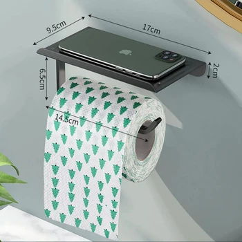 Держатель для туалетной бумаги из алюминиевого сплава, Полка с лотком, Аксессуары для ванной комнаты, Кухонный настенный держатель для рулона туалетной бумаги без перфорации