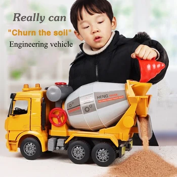 Можно открывать дверцу автобетоносмесителя большого размера, имитирующую инерцию цементовоза, инженерную модель грузовика, познавательную игрушку для мальчика на день рождения