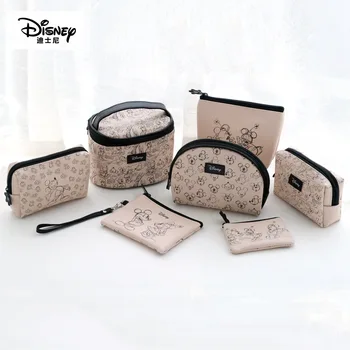 Женская косметичка Disney Original Mickey Большой емкости, Портативная комбинированная дорожная косметичка из 7 предметов, Мультяшная сумка для хранения