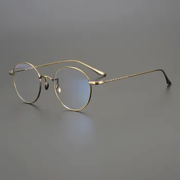 Японские Титановые очки ручной работы в ретро-круглой оправе Для Мужчин И Женщин, простые модные Очки для Близорукости, Рецептурная Оптика