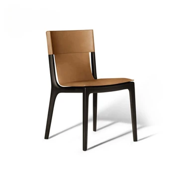 Индивидуальный современный минималистичный бытовой обеденный стул со спинкой из цельного дерева, обеденный стол в скандинавском стиле из цельного дерева