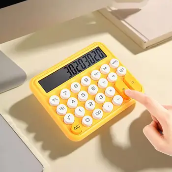 Портативный механический калькулятор 12-значный Большой ЖК-дисплей Большая круглая кнопка Ключ Финансовый офис Простой электронный калькулятор