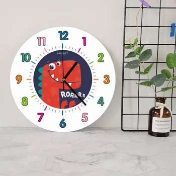 12-дюймовые настенные часы с мультяшным динозавром в скандинавском стиле, креативные немые часы с животными, часы для детской комнаты