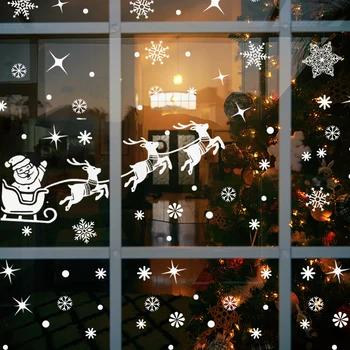 Рождественские Наклейки на окна Санта Клауса Настенные украшения Рождественский кулон С Рождеством Христовым Для домашнего декора Новогодние наклейки 2023