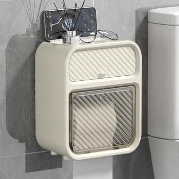 Настенный держатель для туалетной бумаги, водонепроницаемый пластиковый держатель для бумажных салфеток, полка для хранения в ванной, ящик для хранения рулонов туалетной бумаги