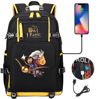 Модный рюкзак Disney The Owl House, женская мужская сумка для ноутбука большой емкости, водонепроницаемый многофункциональный USB-зарядка, повседневный рюкзак