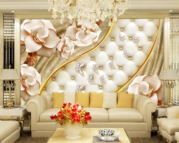 Обои Beibehang на заказ, 3d роскошные золотые украшения, мягкая сумка с цветочным рисунком, ювелирные фрески, 3D фон для гостиной, стены, 3d обои