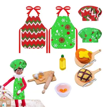 Одежда для куклы-эльфа, Рождественский Фартук для куклы-эльфа, Мини-кукла-эльф, комплект одежды для Пекаря, Мини-одежда для куклы-эльфа С фартуком, Шляпы, Детская скалка