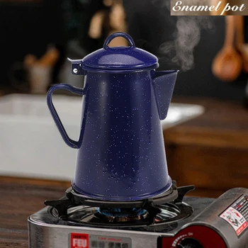 Европейский эмалированный кофейник, чайник, кемпинг на открытом воздухе, эмалированный фарфоровый горшок для холодной воды, заварочный чайник, голубое звездное пятно, горшок для пикника
