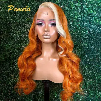Имбирно-Оранжевый 30 дюймов HD Прозрачный Кружевной Фронтальный Парик Бразильский Омбре Блонд 613 Цветных Кружевных Фронтальных Париков Из Человеческих Волос, Предварительно Выщипанных