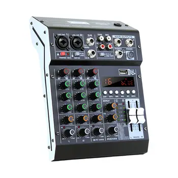 Профессиональный Аудиомикшер 48V Phantom Power Mini Audio DJ Mixer для Домашней Караоке-Системы Stage Stereo DJ FX 16-битный DSP-процессор