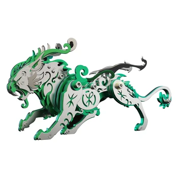 3D металлическая сборка Bi'an Tiger Model Kit DIY мини-игрушки с древними китайскими зверями (92 шт./золотой)