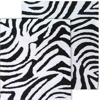 Великолепный черно-белый комплект ковриков для ванной из 2 предметов с рисунком зебры размером 21 