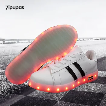 7ipupas/ Модные детские кроссовки со светодиодной подсветкой для мальчиков и девочек, хорошее качество, обувь со светодиодной подсветкой, usb, красочные светящиеся кроссовки для влюбленных