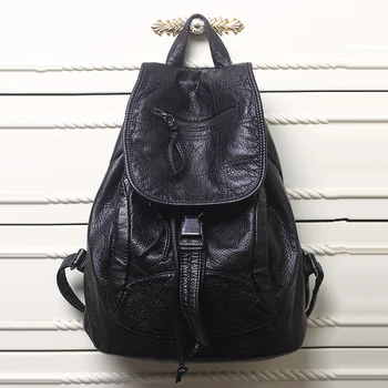Женский рюкзак из мягкой кожи, Большая дорожная сумка, Женский рюкзак из искусственной кожи, черный рюкзак, школьная сумка для девочек-подростков