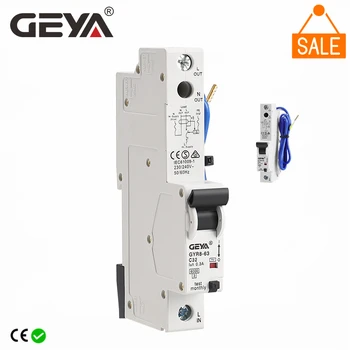 Автоматический выключатель остаточного тока GEYA GYR8 электронного типа RCBO 18 мм 230 В 1 P + N 6KA с возможностью перегрузки по току 32A 10mA 30mA