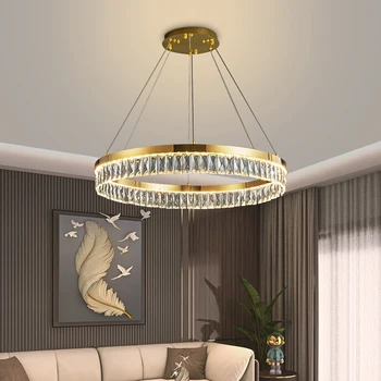 Итальянская роскошная хрустальная светодиодная люстра, постмодернистские минималистичные кольцевые светильники Pandent, подвесные светильники для гостиной, спальни, столовой