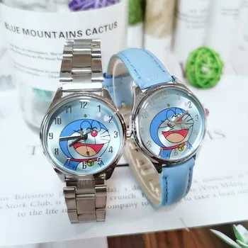 Новые Детские часы Disney Doraemon с мультяшным персонажем Роботом Котом, ремешок из нержавеющей стали, искусственная кожа, водонепроницаемые кварцевые детские часы