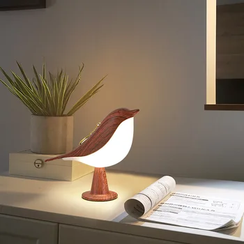 Креативная Прикроватная лампа 3 цвета, сенсорный выключатель, Деревянная Птица, ночные светильники, Затемняющая яркость, Настольная лампа для чтения в Спальне, Декор Для дома