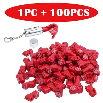 (100 + 1) шт Красная 6 мм защитная бирка EAS, стопорный крючок, защитный дисплей, стопорный крючок, магнитный ключ для отсоединения