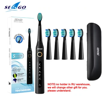 Seago SG507B Звуковая Электрическая Зубная щетка для взрослых С Таймером, USB Перезаряжаемые Электронные головки для Зубных щеток, Сменный Держатель, Подарок