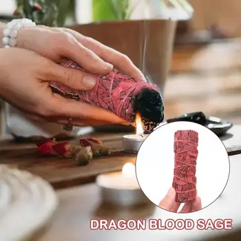 Пучки шалфея Dragon Blood Sage Красный Пучок шалфея Палочка Для домашнего Очищения От Негативной Энергии Йога Медитация 1шт Q9M0