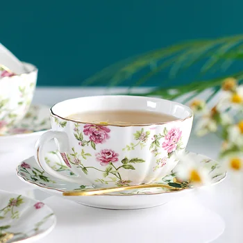 Европейский набор кофейных чашек, Маленький роскошный бытовой Простой Элегантный Высококачественный Милый маленький Свежий керамический цветок, Чайная чашка, украшение для дома
