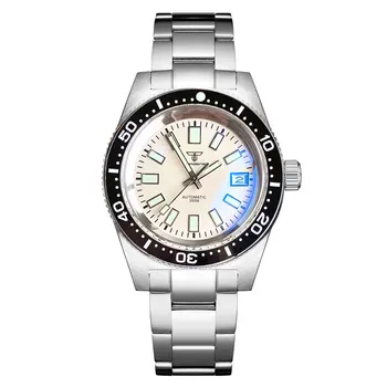 Механические часы Tandorio Cream White 62MAS Diver, Мужские, с Сапфировым стеклом, 200 м, Водонепроницаемые наручные часы, Серебряные Часы Chapter