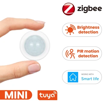 Tuya Zigbee 3,0 Mini PIR Motion Детектор Движения Человеческого Тела с Датчиком Яркости Люксметр Домашняя Охранная Сигнализация