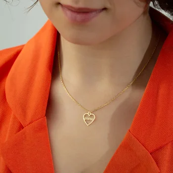 Ожерелье с пользовательским именем для женщин с сердцем, Персонализированные ожерелья с табличкой из нержавеющей стали, Подарок ювелирных изделий