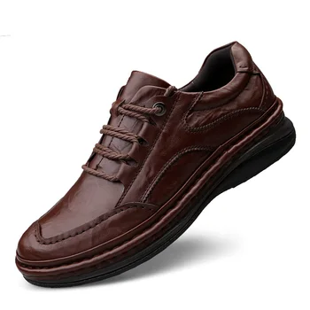 Брендовая новая мужская обувь, мужская Повседневная обувь на плоской подошве из 100% натуральной кожи, деловая мужская обувь, повседневная лучшая качественная деловая официальная обувь, Новинка 2019 года
