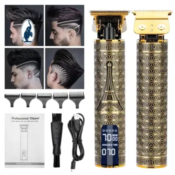 ЖК-дисплей Профессиональная машинка для стрижки волос Парикмахерская Скульптурный резак Перезаряжаемая бритва Триммер Регулируемый Край Шнура Для мужчин