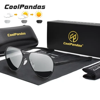 CoolPandas 2021 Модные Солнцезащитные очки-Пилоты, Поляризованные Мужские Классические Фотохромные Солнцезащитные Очки, Женские Выпученные Глаза UV400 lentes de sol hombre