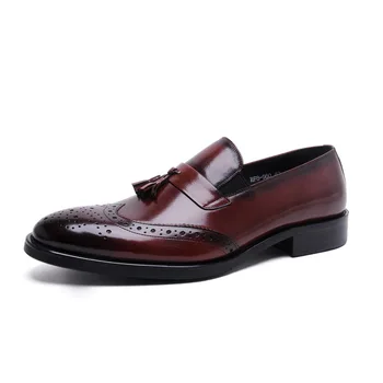 Мужская обувь в британском стиле, мужская обувь с острым носком, повседневная дышащая обувь с кисточками, Деловая официальная обувь