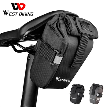 WEST BIKING Регулируемая Велосипедная Седельная сумка Непромокаемая Светоотражающая Подседельная сумка MTB для шоссейного Велосипеда, сумка для инструментов, аксессуары для Велосипеда