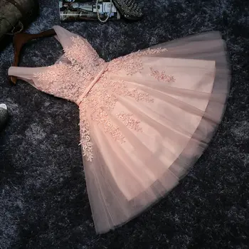 LZPOVE Элегантные розовые платья для выпускного вечера 2022, Сексуальное платье для выпускного вечера, Короткий V-образный вырез, аппликации, бисероплетение, кружева длиной до колен, платья для выпускной вечеринки